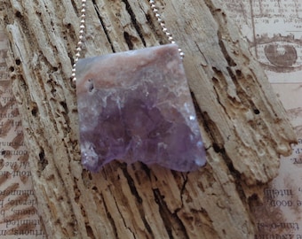 Amethyst Slab and Sterling Silver Necklace
