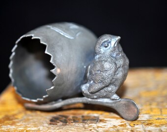 Great Napkin Ring, Baby Chick, Vintage Napkin holder, Antique napkin ring, Bird napkin ring, silver, #2135
