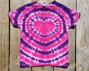 Purple and Pink Heart Tie Dye T-Shirt, Women's Tie Dye Shirt, S M L XL XXL, Short Sleeve Top, Valentine's Day Shirt