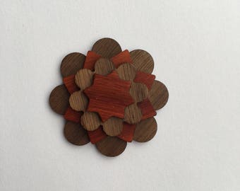 Walnut and Padauk Lapel Pin - Wood Lapel Pin - Mens lapel flower - wooden lapel - lapel