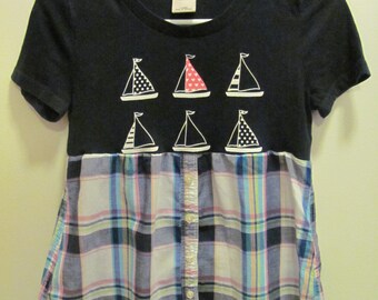 Upcycled Sailboat Top, Abercrombie, Girl's size 10 /12