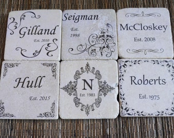 Personalized Tumbled Marble Coasters - Set of 4