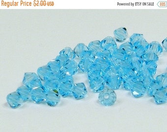 ON SALE 3mm Bicone Crystals, Aqua Bohemica, 25 count