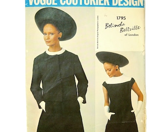 1960s Vogue Couturier Pattern - One-Piece A-Line Dress and Jacket - Belinda Bellville / Size 12