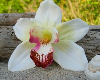 Orchid Flower Hair Clip,Weddings, Beach Destination Weddings, White Orchid,Vacations,Tropical Flowers,Hawaiian,Paradise, Floral Hair Clip,