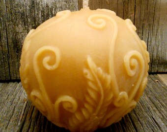 Rustic Fern Ball Handmade Beeswax candle