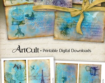 Printable download TATTERED STORYBOARD BACKGROUNDS Digital Collage Sheets Scrapbooking Paper Vintage ephemera printables Art Cult