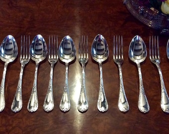 Christofle Rubans Antique Silver Dinner Forks and Spiins