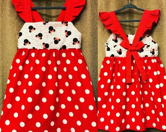 Girls' Ruffle-Sleeve Polka Dot Minnie Dress