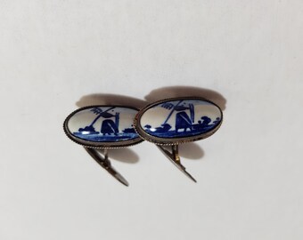 Vintage Delft Windmill Cufflinks