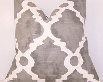 Pillow Cover.Pillow.Toss Pillow.Grey.Grey Pillow Cover.Gray.Trellis Pillow Cover.18x18.20x20.22x22.24x24.Lumbar.Lattice.Quatrefoil