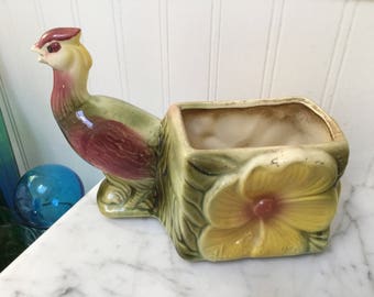 Vintage Hull Pheasent Pottery Planter
