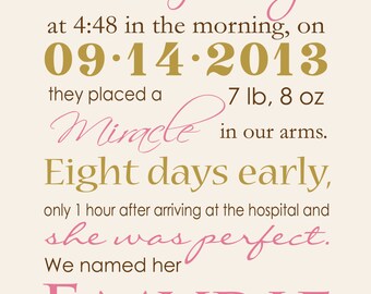 Custom Birth Story Announcement Wall Art-Printable and Frameable