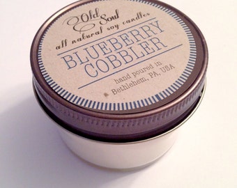 BLUEBERRY COBBLER. 4 oz. Natural Soy Candle. Hand-Poured.