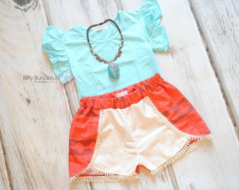 Moana Inspired Shorts - Coachella Shorts - Princess Outfit - Princess Shorts - MoanaOutfit - Moana Birthday Outfit