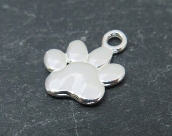 Sterling Silver Paw Print Charm 13mm