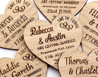 Save The Date Magnet, Rustic Heart Wooden Save the Date, Rustic Wedding Save the Date Personalised Wedding Invite, Custom Wedding Magnet