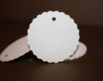 White Cardstock Tag 100 Scalloped Circle white card stock TAGS
