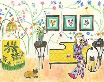 There was nothing Betty liked better than being the bearer of bad news. Limited edition print by Vivienne Strauss.