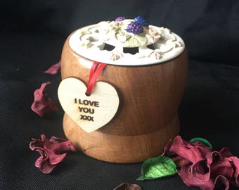 Pot Pourie Bowl, Reclaimed Hawthourn, ceramic top