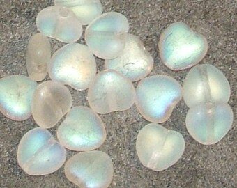 CRYSTAL matte AB puffy 20mm Heart CZECH Glass (4)