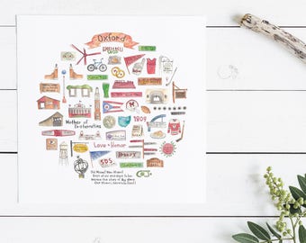 Oxford OH Icon Watercolor