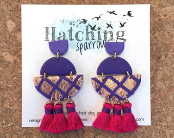 3 tiered tassel statement earrings