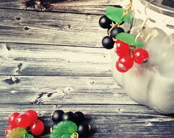 Earrings-red or black currant-handmade