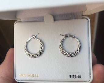 14k white gold hoop earrings