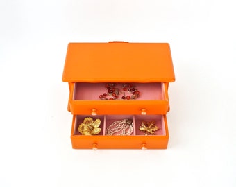 Jewelry Music Box Gypsy Glam Jewelry Chest Orange and Pink Music Jewelry Case