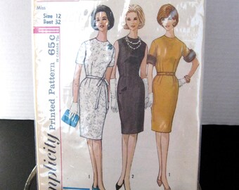 1960s Simplicity pattern 4793 size 12 bust 32 one piece dress printed cut