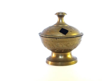 Vintage small brass incense burner from India/Etched Brass Incense burner from India/Small Brass incense burner/Small Vintage Incense burner