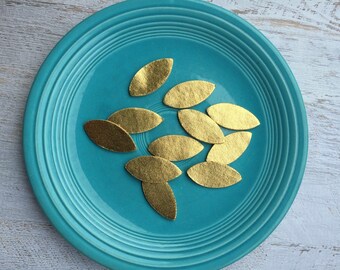 Wool Felt Metallic Gold Leaves - Great with Flowers - Felt Leaves - Gold Leaf