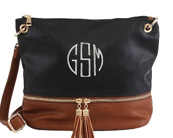 Monogram Crossbody Bag, Leather Bag, Shoulder Bag, Preppy Cross body Bag, Vegan Leather, Personalized bag, monogram bag, bridesmaid gift