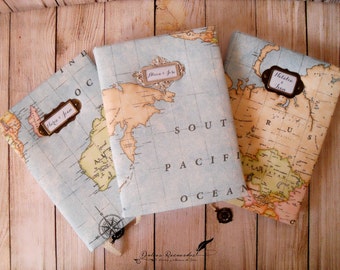 Diario o Cuaderno Mapamundi - Celeste - A6 - A5- A4 - Diario - Notebook - Journal