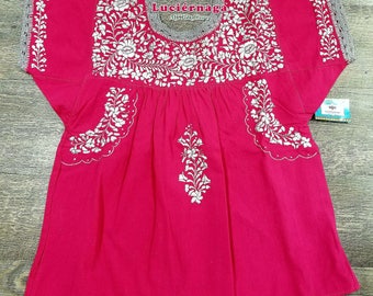 Hand Embroidered Mexican Blouse Cotton Top, Boho Blouse, Gypsy Top Bohemian Style