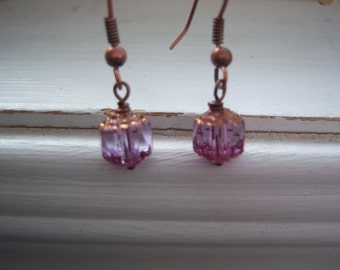 Purple Earrings - Purple Glass Earrings - Vintage Style Earrings - Moroccan Earrings