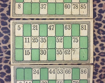 Set of 3 Vintage Lotto Cards Bingo Game