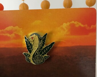Vintage Deadstock Enamel Weed Cobra Pin