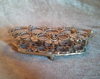 Brass Filigree Lipstick and Brush Holder 10 Holes Total