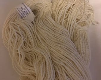 100 % 2 ply Wool Ecru Yarn 280 Yards from Blue Hills Fiber Mill