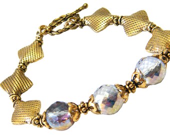Crystal Bracelet, Gold Crystal Bracelet, Party Bracelet, Prom Bracelet, Sparkly Bracelet