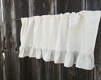 Ruffled Curtains Custom Size Linen Curtains Valance WIndow Treatments Linen Cotton Curtains