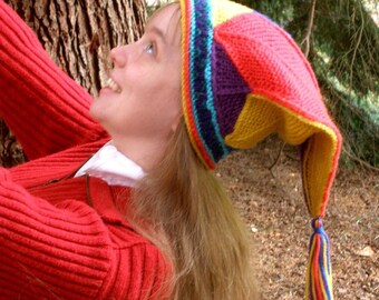 Colorful Knitted Jester Cap