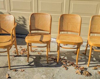 Set of 4 MID CENTURY Josef Hoffmann THONET Prague 811 Cane Bentwood Chairs Made In Poland
