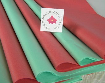 Tissue Paper, Mint Green and Coral Pink, BULK 48 Tissue Sheets of 20" X 30" DIY Wedding Decor- Craft Supplies - Packaging- Pom Pom Supplies