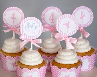 Ballerina Birthday Cupcake Toppers - Ballerina Printable Decorations - Ballet Birthday - Dance Party - PERSONALIZED
