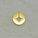 Compass Star Silhouette Disc Charm - Brushed 24k Gold Plated Stainless Steel Layered Minimal Jewelry (AQ010)