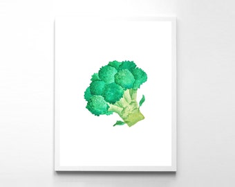 Instant Download Broccoli Print Kitchen Print Broccoli Poster Watercolor Print Vegetable Art Print Veggies Print Kitchen Art Print