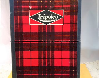 Vintage Plaid TRIPOLEY Game Board Sturdy Fold Out Wall Decor Mid Century #C92